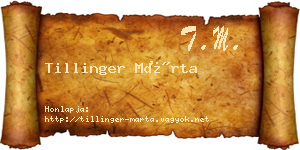 Tillinger Márta névjegykártya
